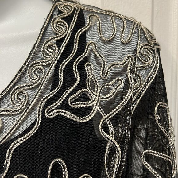 Valenti Black Sheer Embroidered Long Sleeve Cardigan Top Jacket Size S - Picture 16 of 17